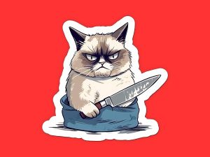 Grumpy Cat I'll Cut You Sticker