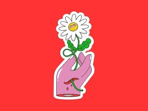 Holding a Daisy Sticker