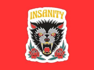 Insanity Wolf Tattoo Sticker