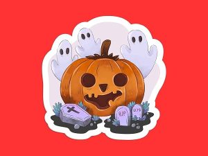 Jack O Lantern Ghost Sticker