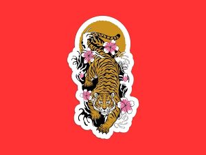 Japanese Style Tiger Sticker