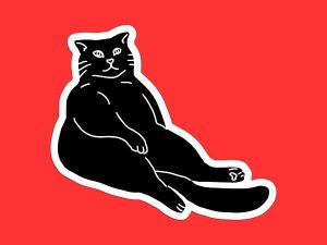 Lazy Black Cat Sticker