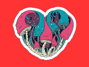Mushroom Heart Sticker