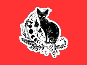 Mystical Black Cat Sphynx Sticker