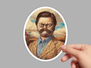 Ron Swanson Grumpy Cat Sticker