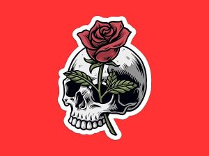 Rose Skull Sticker