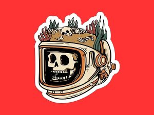 Scuba Skeleton Sticker