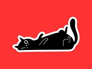 Silly Black Cat Sticker