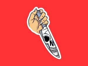 Skeleton Knife Sticker