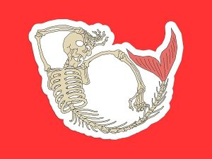 Skeleton Mermaid Sticker