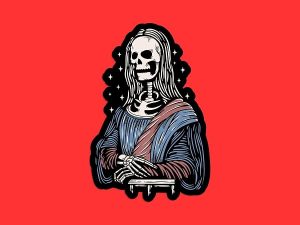 Skeleton Mona Lisa Sticker