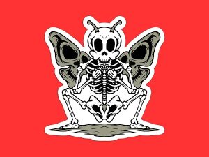 Skeleton Moth Sticker