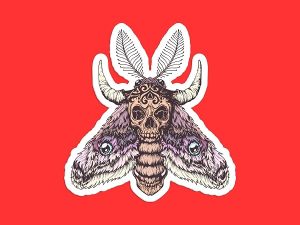 Skull Moth Sticker