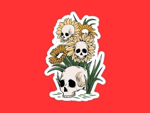 Skull Sunflower Sticker