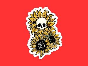Skull Sunflower Sticker
