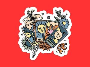 Tarot Cards and Flowers Sticker