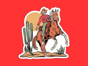 Western Skeleton Cowboy Sticker