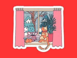 Winter Days Cat Sticker