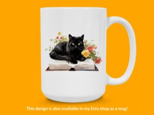 Black Cat on Book Sticker