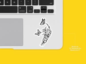 Skeleton Hand Butterfly Sticker