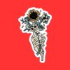 Skeleton Holding Flowers Sticker