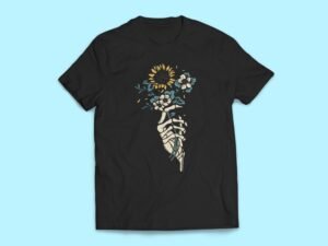 Skeleton Holding Flowers Sticker