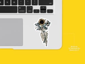 Skeleton Holding Flowers Sticker