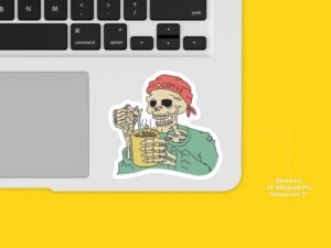 I Love Coffee Skeleton Sticker