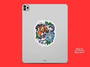 Tiger Finger Waves Tattoo Style Sticker