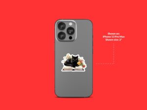 Black Cat on Book Sticker