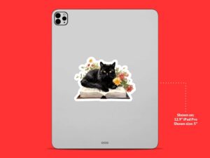 Black Cat on Book Sticker
