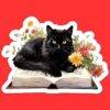 Black Cat on Book Sticker