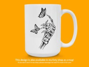 Skeleton Hand Butterfly Sticker