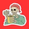 I Love Coffee Skeleton Sticker