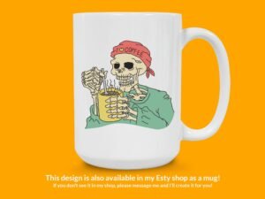 I Love Coffee Skeleton Sticker