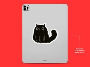 Frizzy Black Cat Sticker