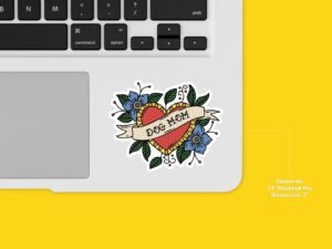 Dog Mom Sticker | Heart Sticker, Flower Sticker, Tattoo Sticker, Floral Sticker, Car Sticker, Waterbottle Sticker, Cute Dog Sticker