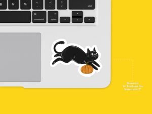 Black Cat Pumpkin Sticker