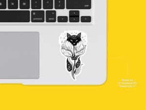 Magical Cat Flower Sticker - Purrfectly Enchanting Decal for Cat Lovers | Vinyl Sticker, Laptop Sticker, WaterBottle Sticker, Trendy Sticker