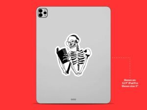 Reading Skeleton Sticker