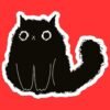 Frizzy Black Cat Sticker