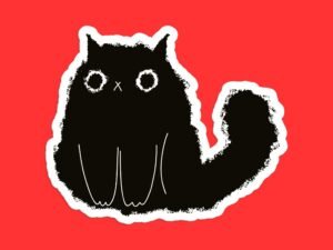 Frizzy Black Cat Sticker