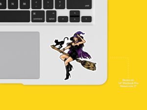 Black Cat Witch Sticker