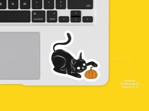 Black Cat Pumpkin Sticker