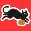 Black Cat Pumpkin Sticker