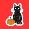 Black Cat Pumpkin Sticker