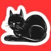 Sleeping Black Cat Sticker