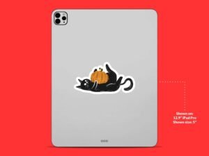 Black Cat Pumpkin Sticker