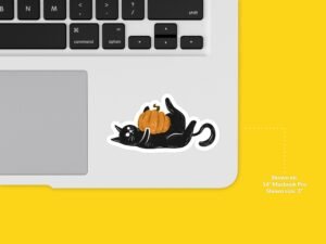 Black Cat Pumpkin Sticker