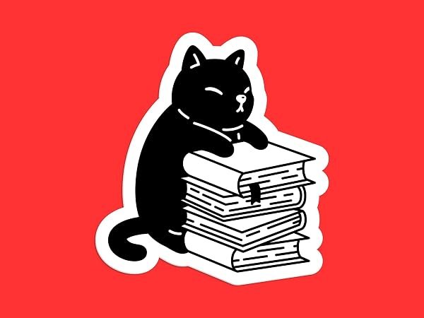 Cute-Reading-Cat-Sticker-B0D1V1ZM3L